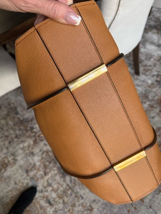 Tod's Cognac Leather Medium Tote with Gold T Accent - Picture 8 of 8